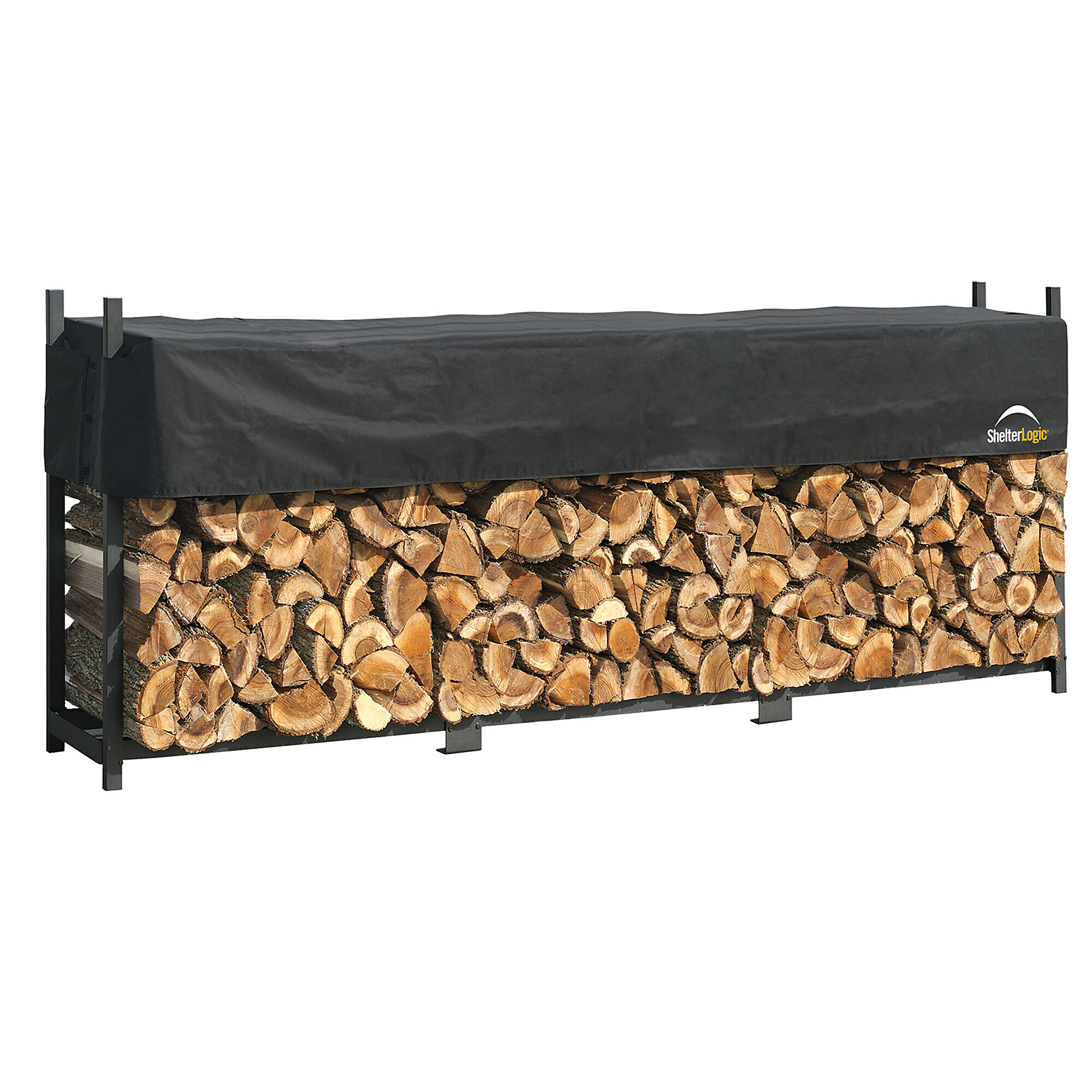 ShelterLogic, Ultra Duty Firewood Rack with Cover, Color Black, Material Steel, Model# 90476